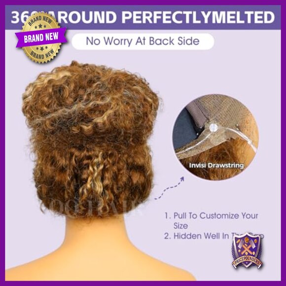 360 Lace Front Human Hair Wig 18 Inch Water Wave 180% Density Full Lace main image 6
